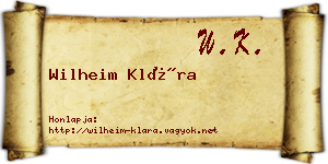 Wilheim Klára névjegykártya